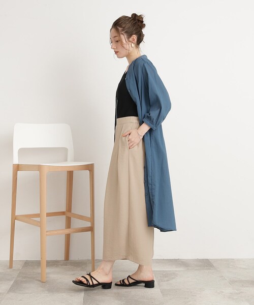 DRESKIP（ドレスキップ）の「◆【接触冷感/低身長〇】楽してキレイ 麻調ガウチョパンツ（その他パンツ・レディース・レモンイエロー/ネイビー/ベージュ/ダークブラウン・03/04/02）」の18枚目の写真