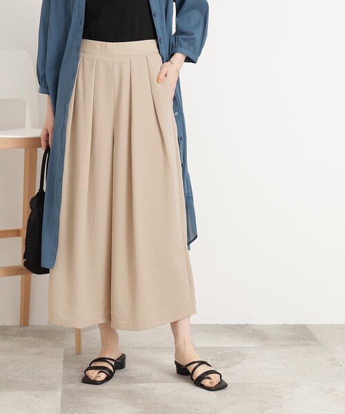 DRESKIP（ドレスキップ）の「◆【接触冷感/低身長〇】楽してキレイ 麻調ガウチョパンツ（その他パンツ・レディース・レモンイエロー/ネイビー/ベージュ/ダークブラウン・03/04/02）」の19枚目の写真