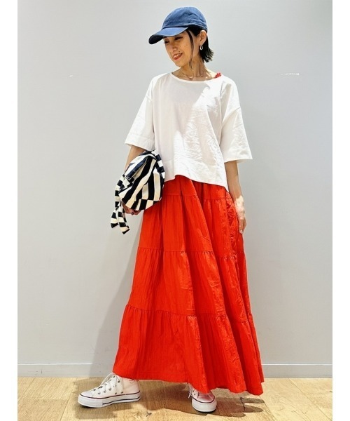 GAP(ギャップ)の「スモッキングギャザーティアードマキシワンピース(ワンピース・レディース・レッド・XS/S/M/L/XXS)」の6枚目の写真