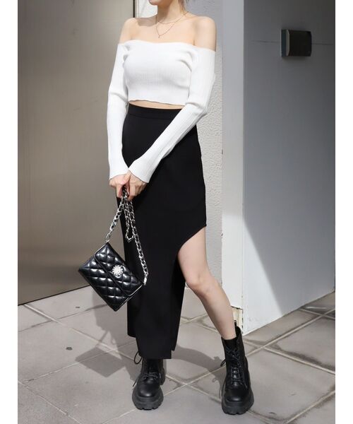 EVRIS（エヴリス）の「オフショルニットトップス（ニット/セーター・レディース・グリーン/ホワイト/ブラック・FREE）」の13枚目の写真