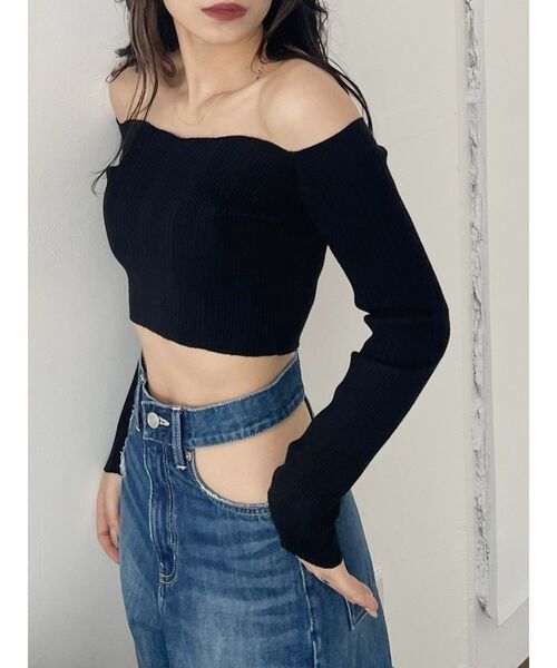 EVRIS（エヴリス）の「オフショルニットトップス（ニット/セーター・レディース・グリーン/ホワイト/ブラック・FREE）」の18枚目の写真