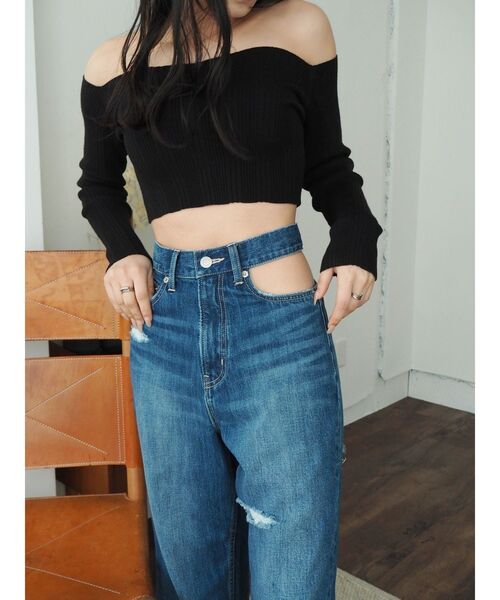 EVRIS（エヴリス）の「オフショルニットトップス（ニット/セーター・レディース・グリーン/ホワイト/ブラック・FREE）」の19枚目の写真