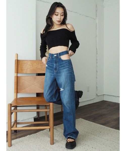 EVRIS（エヴリス）の「オフショルニットトップス（ニット/セーター・レディース・グリーン/ホワイト/ブラック・FREE）」の20枚目の写真