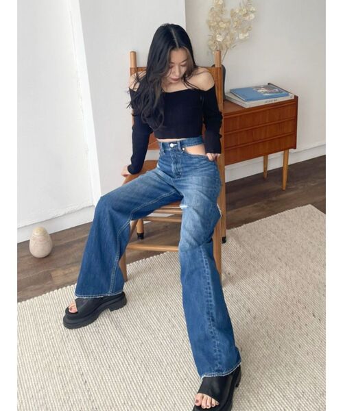 EVRIS（エヴリス）の「オフショルニットトップス（ニット/セーター・レディース・グリーン/ホワイト/ブラック・FREE）」の21枚目の写真