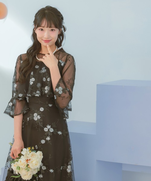 ジャンティ花柄ロングドレス JEAN MACLEAN/ジャンマクレーン】フラワーオーガンジー/ ベア