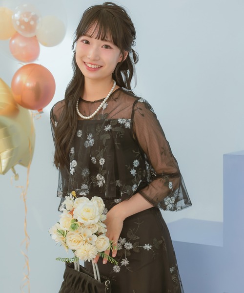 ジャンティ花柄ロングドレス JEAN MACLEAN/ジャンマクレーン】フラワーオーガンジー/ ベア