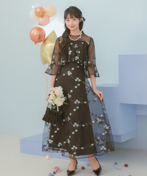 ジャンティ花柄ロングドレス ロングドレス 花柄 演奏会 パーティードレス 結婚式 ドレス