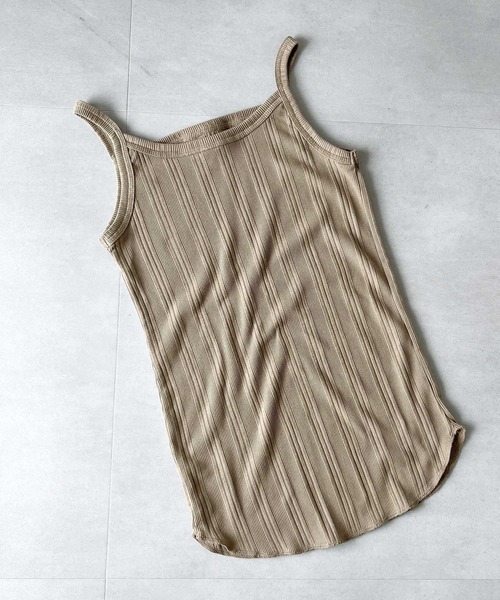 Crisp（クリスプ）の「ランダムリブ2wayキャミソール（キャミソール・レディース・チャコールグレー/ベージュ・FREE）」の3枚目の写真