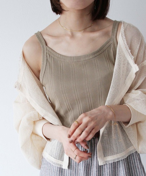 Crisp（クリスプ）の「ランダムリブ2wayキャミソール（キャミソール・レディース・チャコールグレー/ベージュ・FREE）」の16枚目の写真