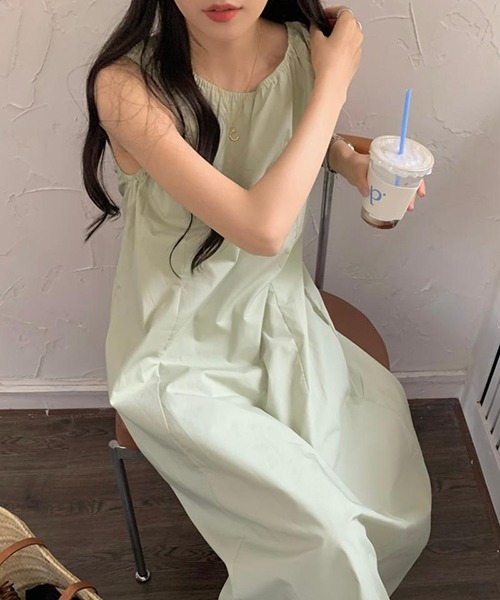 FREE STYLISTS(フリー スタイリスト)の「YUGA_YGMC ノースリーブ Aラインワンピース(ワンピース・レディース・ホワイト/ライトグリーン・FREE)」の12枚目の写真