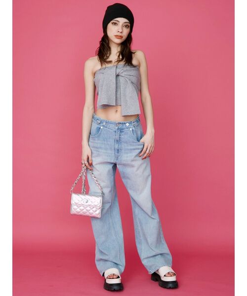 EVRIS（エヴリス）の「リボンニットベアビスチェ（チューブトップ・レディース・グレー/ブラック/パープル・FREE）」の12枚目の写真