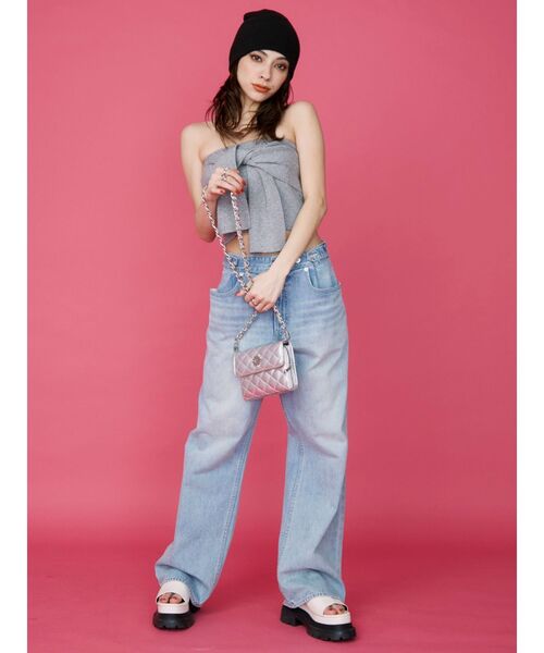 【新品・未使用、完売品】EVRIS リボンニットベアビスチェ EVRIS リボンニットベアビスチェ（パープル） -ファッション通販