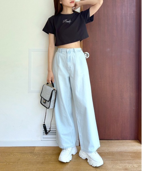 OLIVE des OLIVE（オリーブデオリーブ）の「クロップドTシャツ　1031060370（Tシャツ/カットソー・レディース・オフホワイト/ピンク/ブラック・FREE）」の18枚目の写真