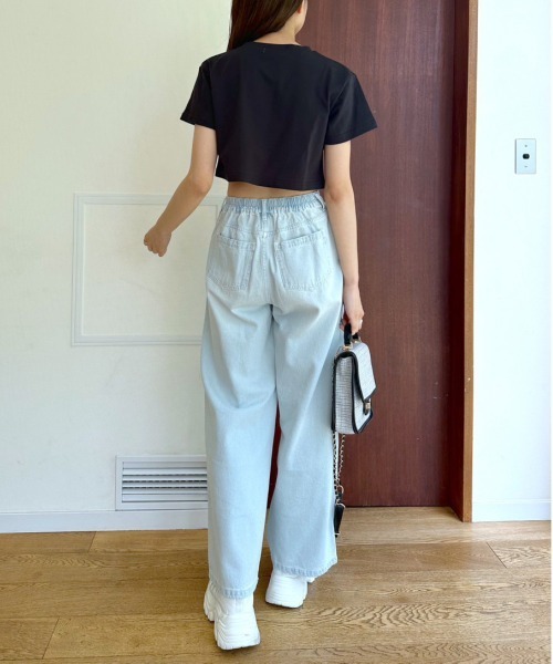 OLIVE des OLIVE（オリーブデオリーブ）の「クロップドTシャツ　1031060370（Tシャツ/カットソー・レディース・オフホワイト/ピンク/ブラック・FREE）」の8枚目の写真