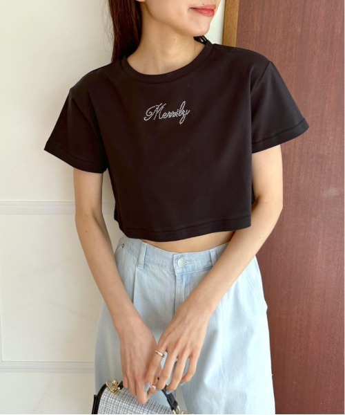 OLIVE des OLIVE（オリーブデオリーブ）の「クロップドTシャツ　1031060370（Tシャツ/カットソー・レディース・オフホワイト/ピンク/ブラック・FREE）」の6枚目の写真