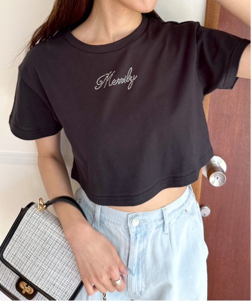 OLIVE des OLIVE（オリーブデオリーブ）の「クロップドTシャツ　1031060370（Tシャツ/カットソー・レディース・オフホワイト/ピンク/ブラック・FREE）」の13枚目の写真