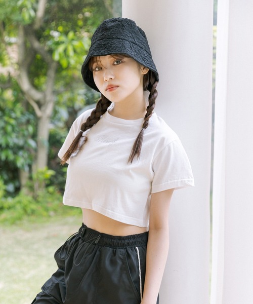 OLIVE des OLIVE（オリーブデオリーブ）の「クロップドTシャツ　1031060370（Tシャツ/カットソー・レディース・オフホワイト/ピンク/ブラック・FREE）」の10枚目の写真