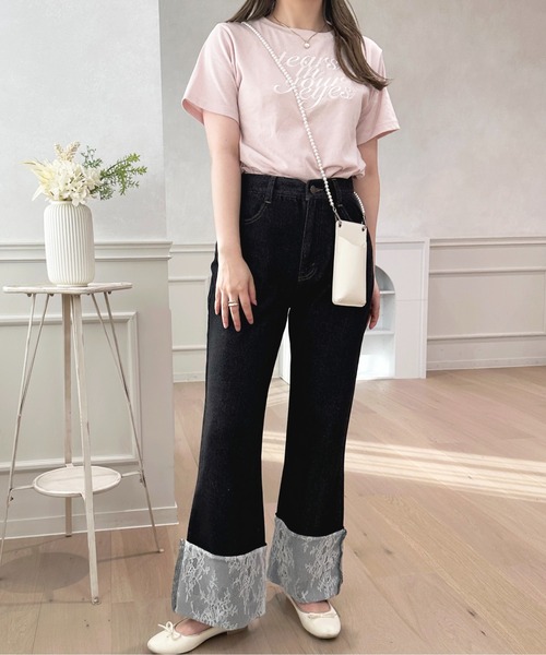 apres jour（アプレジュール）の「ハイウエストレースロールアップフレアデニム【ZOZOTOWN限定アイテム】（デニムパンツ・レディース・インディゴブルー/ライトブルー/ブラック・X-LARGE/MEDIUM/SMALL/LARGE）」の17枚目の写真