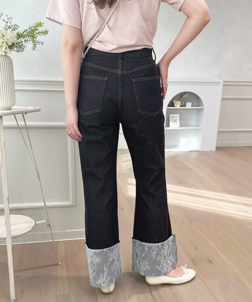 apres jour（アプレジュール）の「ハイウエストレースロールアップフレアデニム【ZOZOTOWN限定アイテム】（デニムパンツ・レディース・インディゴブルー/ライトブルー/ブラック・X-LARGE/MEDIUM/SMALL/LARGE）」の14枚目の写真