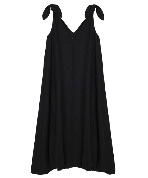 ALEXIA STAM(アリシアスタン)の「Tie Shoulder Long Dress / Vカット麻混ワンピース(ワンピース・レディース・ブラック/グリーン/ブラウン・FREE)」の22枚目の写真
