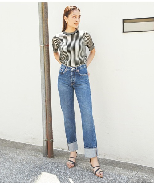 Settimissimo(セッティミッシモ)の「配色リブサマーニットトップスセーター(Tシャツ/カットソー・レディース・ブラック/グリーン/ブラウン・FREE)」の8枚目の写真