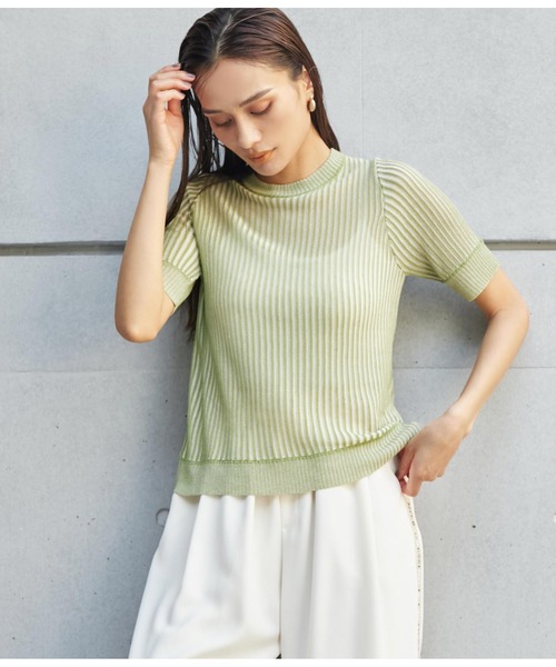 Settimissimo(セッティミッシモ)の「配色リブサマーニットトップスセーター(Tシャツ/カットソー・レディース・ブラック/グリーン/ブラウン・FREE)」の17枚目の写真