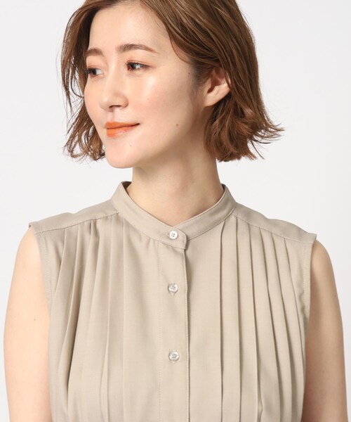 grove（グローブ）の「◆着映え間違いなし！シャンブレープリーツワンピース（ワンピース・レディース・ブルー/ライトベージュ/ブラウン系・02/03/01/04/05）」の6枚目の写真