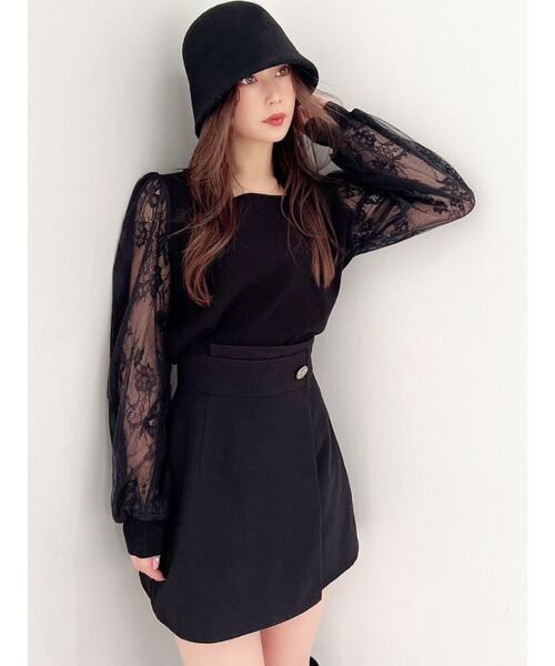 RESEXXY（リゼクシー）の「レース切替ニットトップス（ニット/セーター・レディース・ブラック/ホワイト/ブルー・FREE）」の7枚目の写真