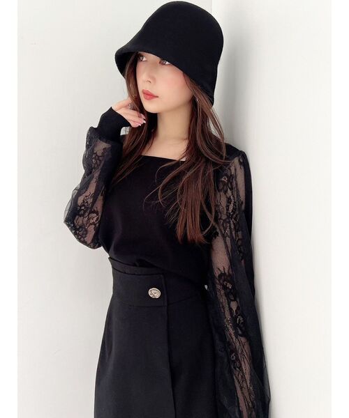 RESEXXY（リゼクシー）の「レース切替ニットトップス（ニット/セーター・レディース・ブラック/ホワイト/ブルー・FREE）」の8枚目の写真