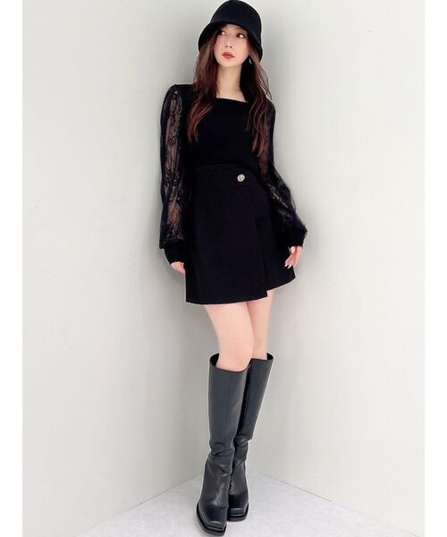 RESEXXY（リゼクシー）の「レース切替ニットトップス（ニット/セーター・レディース・ブラック/ホワイト/ブルー・FREE）」の9枚目の写真