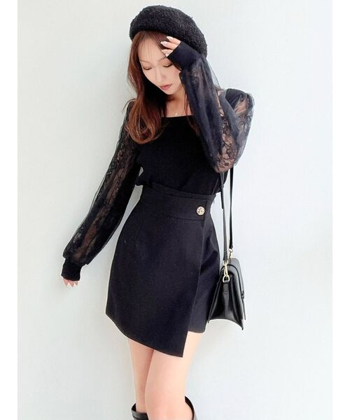 RESEXXY（リゼクシー）の「レース切替ニットトップス（ニット/セーター・レディース・ブラック/ホワイト/ブルー・FREE）」の15枚目の写真