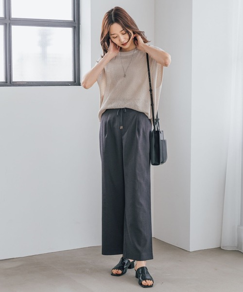 GLOBAL WORK（グローバルワーク）の「洗えるメッシュプルオーバーフレンチスリーブ/961077（ニット/セーター・レディース・ブラック/アイボリー/グレイッシュベージュ・FREE）」の13枚目の写真