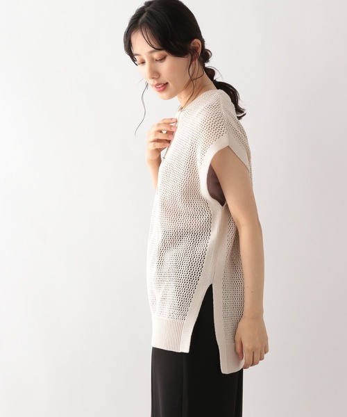 GLOBAL WORK（グローバルワーク）の「洗えるメッシュプルオーバーフレンチスリーブ/961077（ニット/セーター・レディース・ブラック/アイボリー/グレイッシュベージュ・FREE）」の19枚目の写真