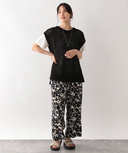 GLOBAL WORK（グローバルワーク）の「洗えるメッシュプルオーバーフレンチスリーブ/961077（ニット/セーター・レディース・ブラック/アイボリー/グレイッシュベージュ・FREE）」の5枚目の写真