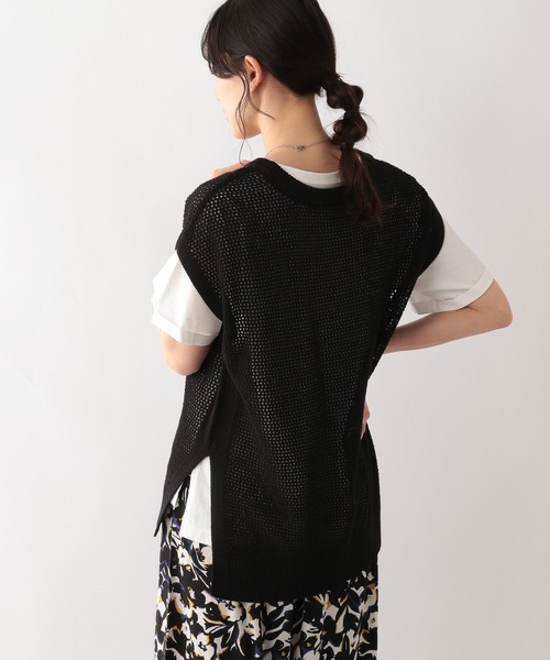 GLOBAL WORK（グローバルワーク）の「洗えるメッシュプルオーバーフレンチスリーブ/961077（ニット/セーター・レディース・ブラック/アイボリー/グレイッシュベージュ・FREE）」の20枚目の写真