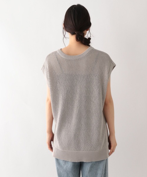 GLOBAL WORK（グローバルワーク）の「洗えるメッシュプルオーバーフレンチスリーブ/961077（ニット/セーター・レディース・ブラック/アイボリー/グレイッシュベージュ・FREE）」の7枚目の写真