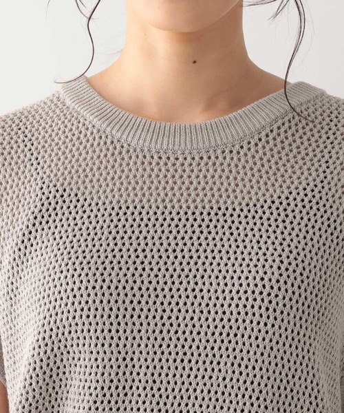 GLOBAL WORK（グローバルワーク）の「洗えるメッシュプルオーバーフレンチスリーブ/961077（ニット/セーター・レディース・ブラック/アイボリー/グレイッシュベージュ・FREE）」の17枚目の写真