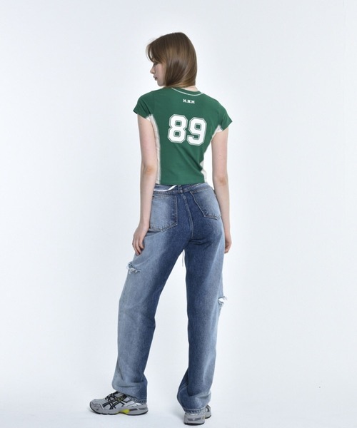 ALAND（エーランド）の「Midnight Move／SOCCER T 2965848（Tシャツ/カットソー・レディース・ホワイト/ダークグレー/グリーン・FREE）」の6枚目の写真