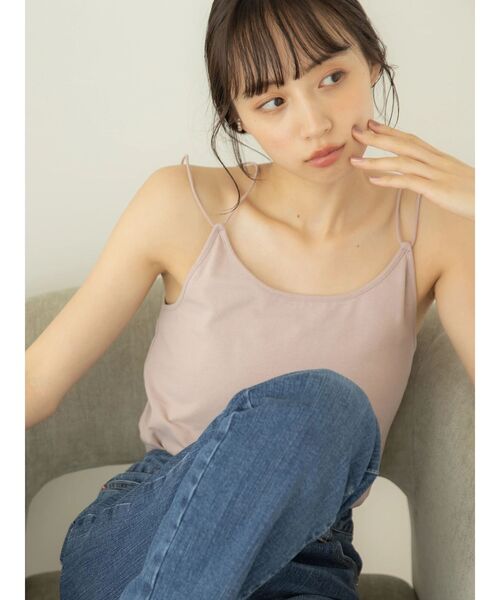 earth music&ecology(アースミュージックアンドエコロジー)の「ダブルストラップキャミソール(インナーウェア/肌着・レディース・ブラック/アイボリー/モカ/ブルー・S/M)」の15枚目の写真
