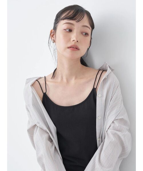 earth music&ecology(アースミュージックアンドエコロジー)の「ダブルストラップキャミソール(インナーウェア/肌着・レディース・ブラック/アイボリー/モカ/ブルー・S/M)」の19枚目の写真