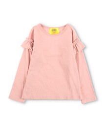 【WEB限定/DRC】肩フリル綿100%長袖Tシャツ ロンT