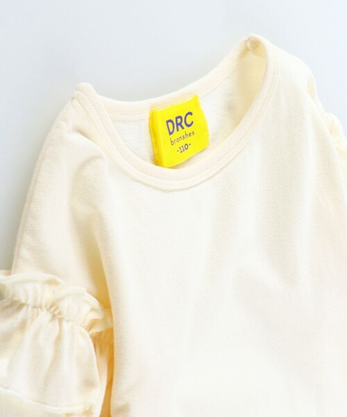 DRC branshes(ディーアールシーブランシェス)の「【WEB限定/DRC】肩フリル綿100%長袖Tシャツ ロンT(Tシャツ/カットソー・キッズ・ネイビー/グリーン/アイボリー/ピンク・100/130/150/120/140/110/90)」の6枚目の写真