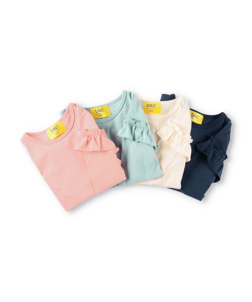 DRC branshes(ディーアールシーブランシェス)の「【WEB限定/DRC】肩フリル綿100%長袖Tシャツ ロンT(Tシャツ/カットソー・キッズ・ネイビー/グリーン/アイボリー/ピンク・100/130/150/120/140/110/90)」の16枚目の写真