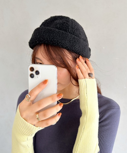 un+frame（アンフレーム）の「boa low cap beanie／ラウンドボアローキャップ/ビーニー（ニットキャップ/ビーニー・レディース・ベージュ/アイボリー/ブラック・FREE）」の2枚目の写真
