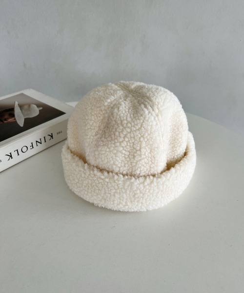 un+frame（アンフレーム）の「boa low cap beanie／ラウンドボアローキャップ/ビーニー（ニットキャップ/ビーニー・レディース・ベージュ/アイボリー/ブラック・FREE）」の4枚目の写真