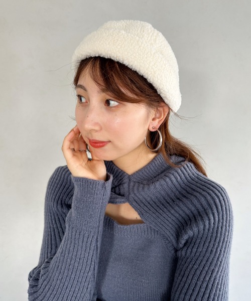 un+frame（アンフレーム）の「boa low cap beanie／ラウンドボアローキャップ/ビーニー（ニットキャップ/ビーニー・レディース・ベージュ/アイボリー/ブラック・FREE）」の11枚目の写真
