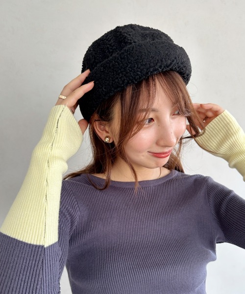 un+frame（アンフレーム）の「boa low cap beanie／ラウンドボアローキャップ/ビーニー（ニットキャップ/ビーニー・レディース・ベージュ/アイボリー/ブラック・FREE）」の16枚目の写真