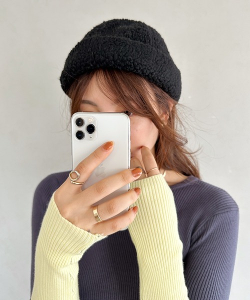un+frame（アンフレーム）の「boa low cap beanie／ラウンドボアローキャップ/ビーニー（ニットキャップ/ビーニー・レディース・ベージュ/アイボリー/ブラック・FREE）」の18枚目の写真