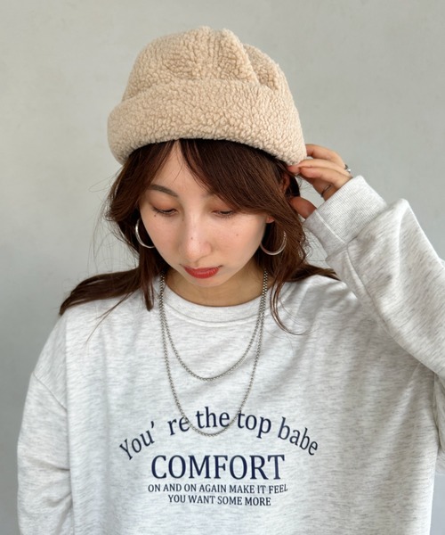un+frame（アンフレーム）の「boa low cap beanie／ラウンドボアローキャップ/ビーニー（ニットキャップ/ビーニー・レディース・ベージュ/アイボリー/ブラック・FREE）」の22枚目の写真
