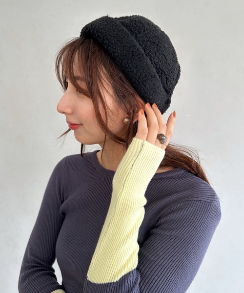 un+frame（アンフレーム）の「boa low cap beanie／ラウンドボアローキャップ/ビーニー（ニットキャップ/ビーニー・レディース・ベージュ/アイボリー/ブラック・FREE）」の14枚目の写真